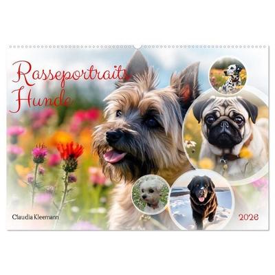 Rasseportraits - Hunde (Wandkalender 2026 DIN A2 quer), CALVENDO Monatskalender