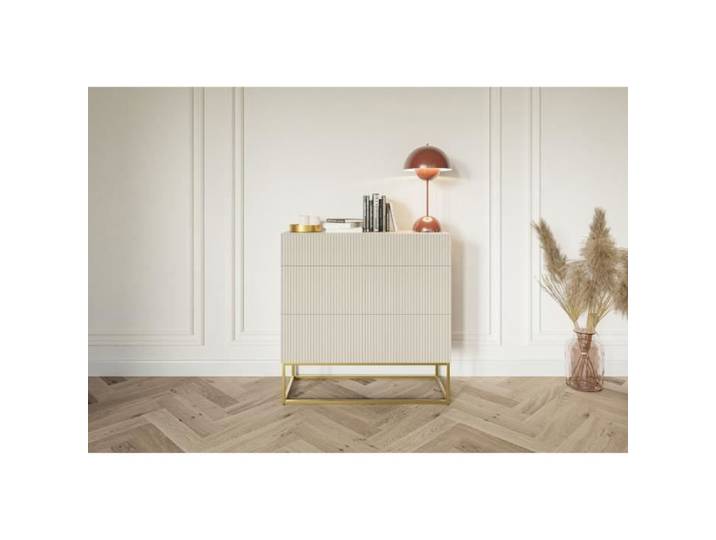 Commode avec tiroirs - VELDIO - 90 cm - taupe (gris-beige)