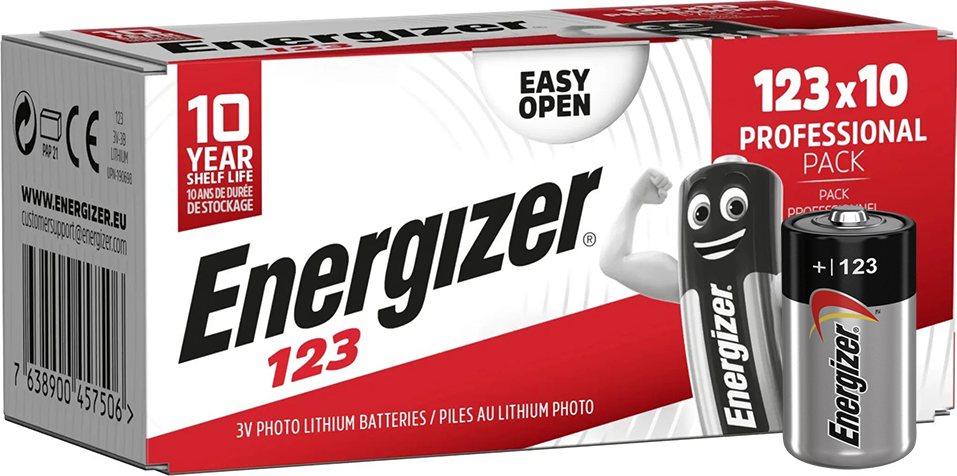 Energizer 123 CR123A Lithium Batteries   10 Pack