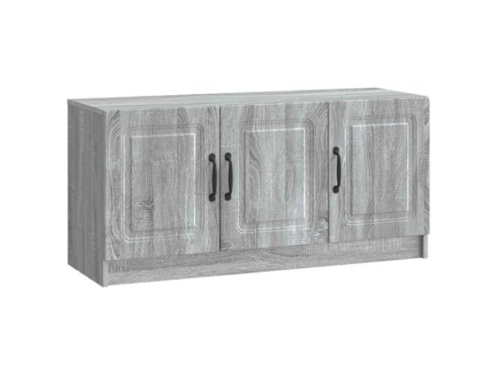 GHVBNMF TV-Schrank Graues Sonoma 99x34,5x47 cm Lowboard Kompakte Medienkonsole mit 3 Schwenktüren für Kabelboxen und Zubehör im Wohnzimmer oder Schlafzimmer.