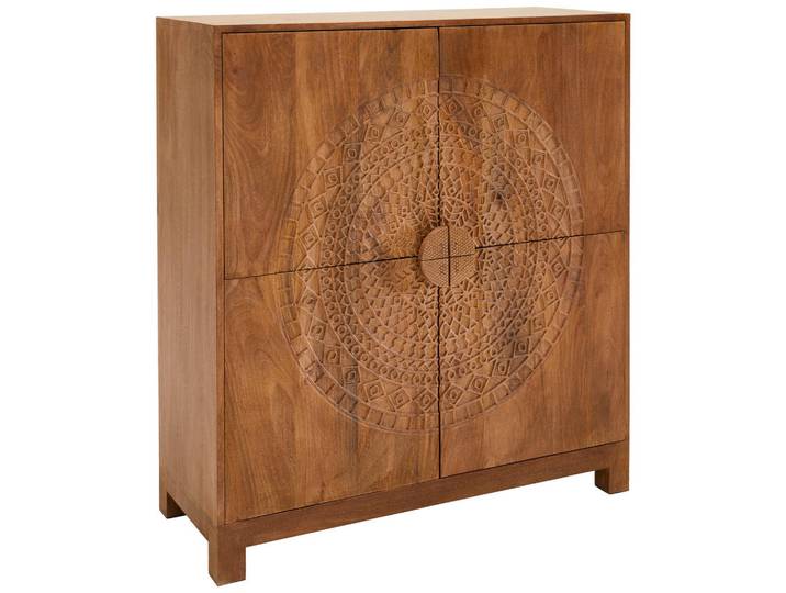 Livetastic Sideboard Cotonou, Natur, Holz, Mangoholz,Mangoholz,Mangoholz, massiv, Boho, 2 Fächer, 100x110x40 cm, handgemacht, Holzmöbel, Kleinmöbel Holz, Holzkommoden, Sideboards Holz