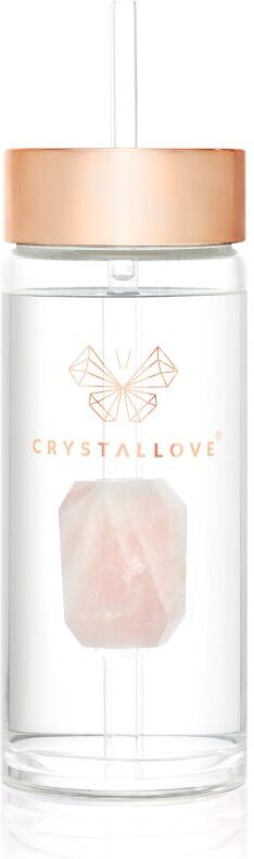 Crystallove Amethyst Straw Water Bottle bouteille d'eau en verre avec paille Rose 1 pcs