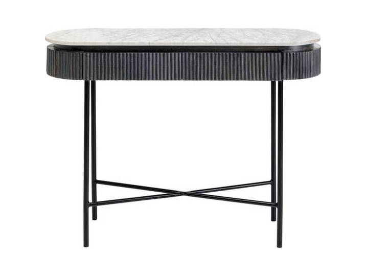 Kare-Design Konsolentisch, Anthrazit, Weiß, Holz, Metall, Stein, Mangoholz, 2 Schublade(n) Schubladen, 32x80x100 cm, Wohnzimmer, Wohnzimmertische, Konsolentische