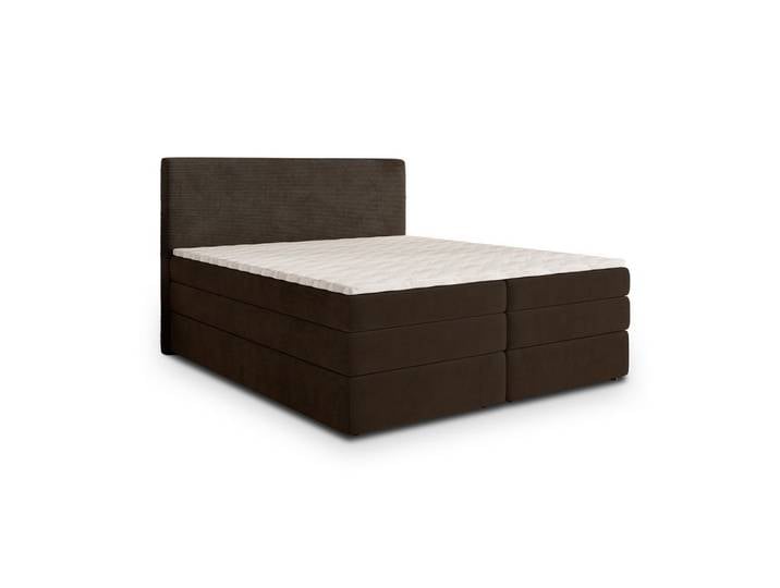 BOXSPRINGBETT MATERN 140x200 cm mit Matratze und Topper - Braun