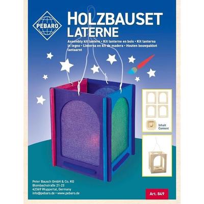 PEBARO 849/1L - Holzbauset Laterne zum Selbstgestalten, 12x12x15cm, Holzkonstruktion zum Zusammenstecken
