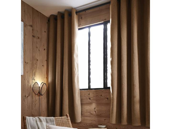 Rideau occultant polaire polyester camel 140x180 cm