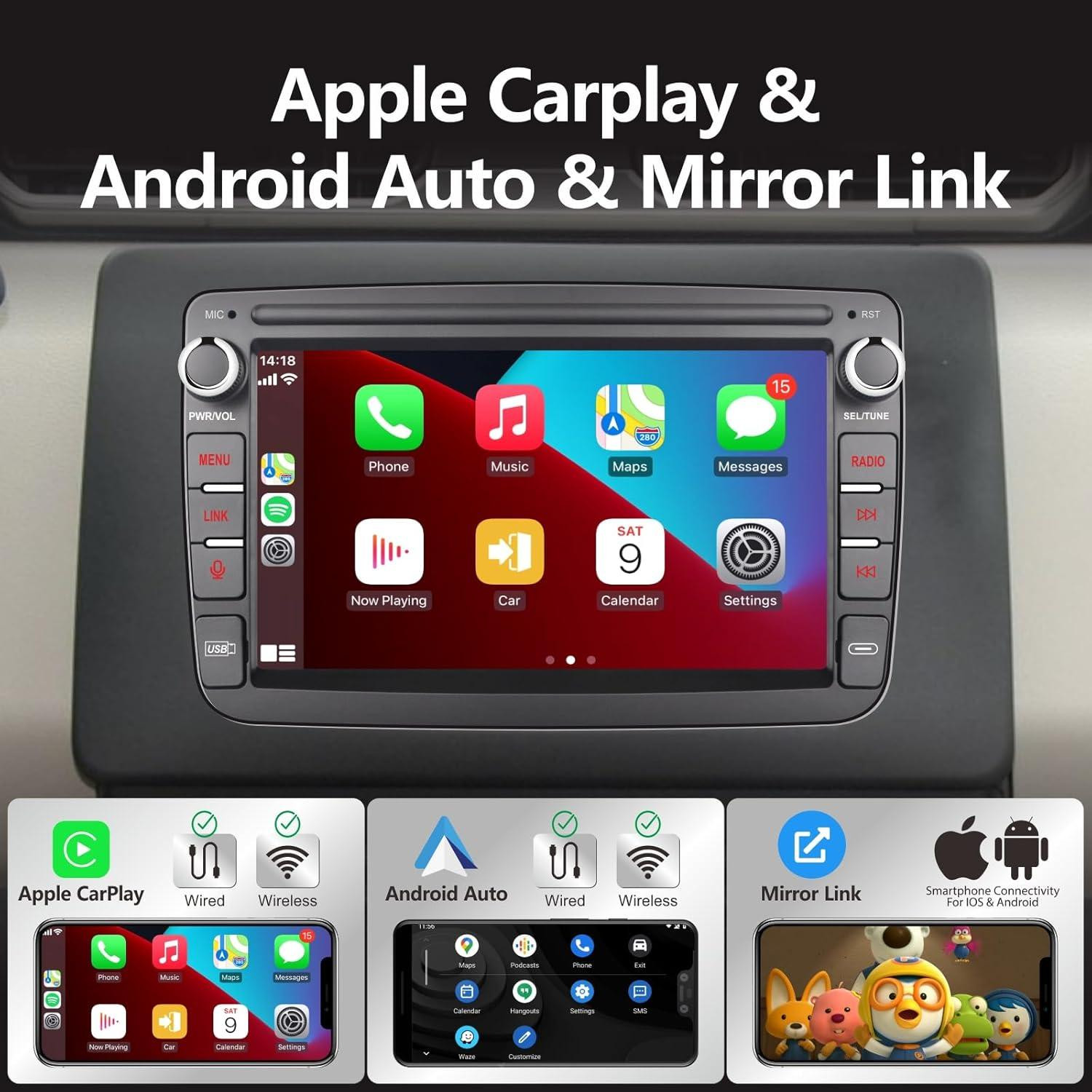 Selius Autoradio Multimedia Speler met 7-Inch Touchscreen