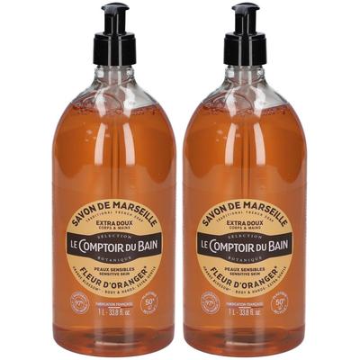 Le Comptoir du Bain Savon traditionnel de Marseille Fleur d'oranger x2 2x1000 ml Flüssigseife