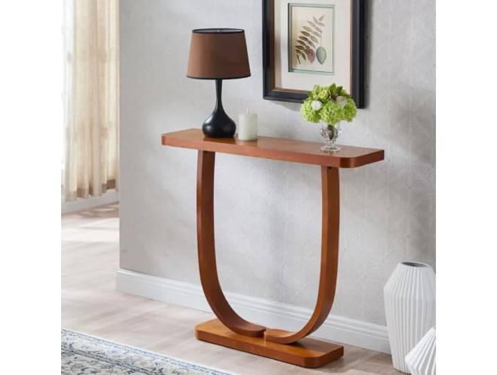 LEUBDIBR Moderner Massivholz‑Konsolentisch, schmaler Eingangs‑Sofatisch Massivholz‑Verarbeitung, Zapfen‑und‑Loch‑Verbindung, stabile Struktur(Light Walnut,110cm/43.3in)