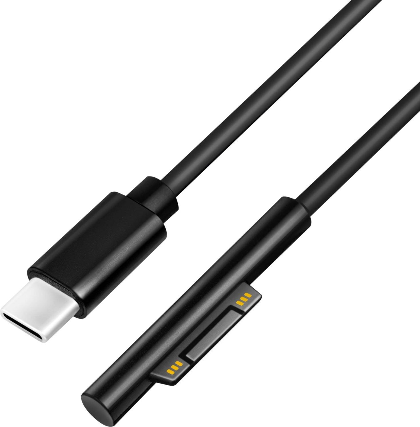 LogiLink PA0342 USB-C naar Microsoft Surface oplaadkabel, zwart, 1,8 meter