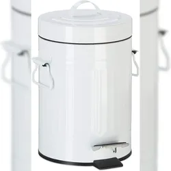 Helloshop26 - Vintage-Treteimer aus Metall für Küche oder Bad 3 Liter weiß 13_0002319