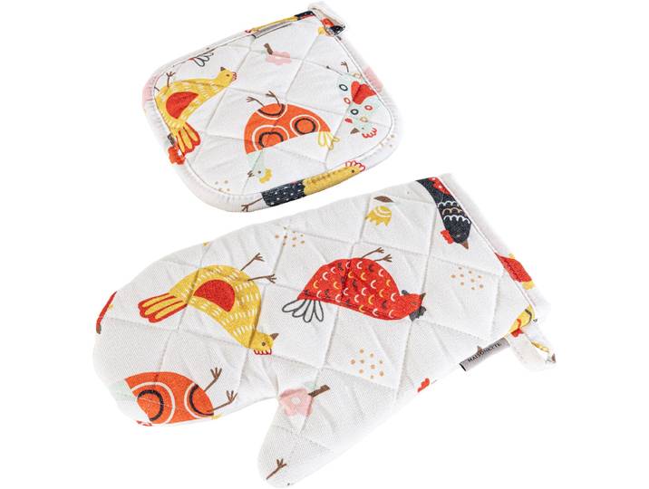 Topflappen EGERIA Küchen Set Chick , bunt (weiß), B:20cm L:20cm, Obermaterial: 100% Baumwolle, Topflappen, Topflappen