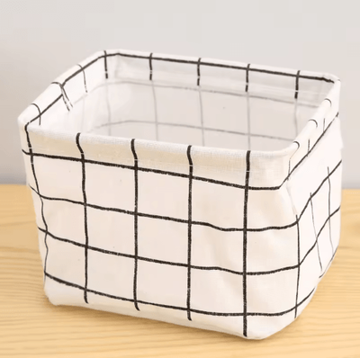 Inspire Picks Cotton And Hemp Storage Basket With Handles Printed Tabletop Organizer white