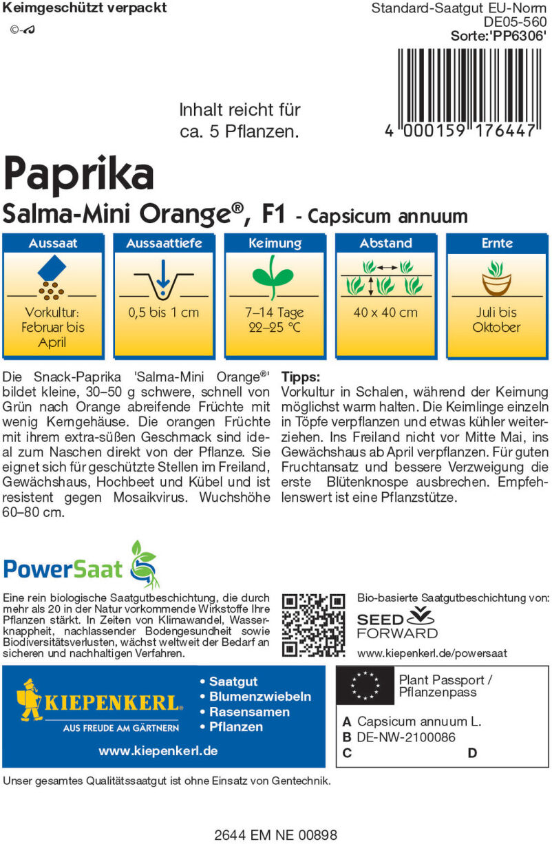 Kiepenkerl Snack Paprika Salma Mini orange F1