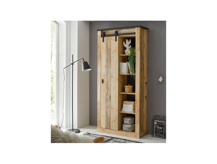 Möbel Akut Regal Regal Sherwood 14 Old Style hell und anthrazit 93 cm