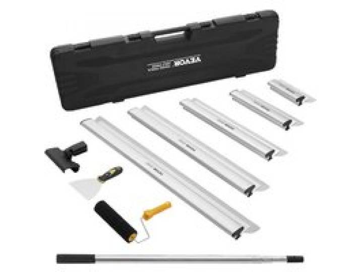 VEVOR Kit lames d'écumage pour cloisons sèches, lames d'écumage 254/406/610/813/1016 mm manche d'extension 862-2072 mm, couteau inox pour revêtement de gypse, pour plaques de plâtre, plaques murales