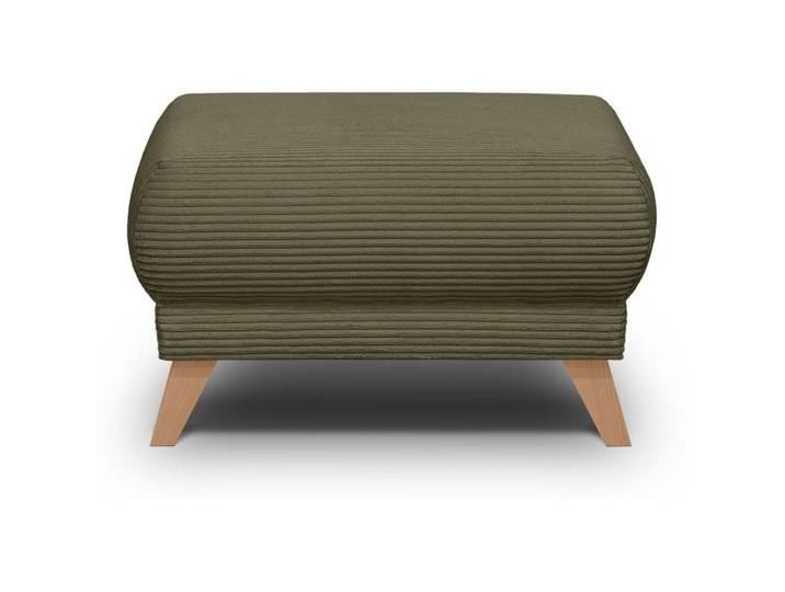 Pouf en velours côtelé vert kaki