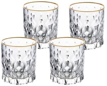 Lorren Home Trends Marilyn Gold Double Old Fashion Tumblers, Set of 4