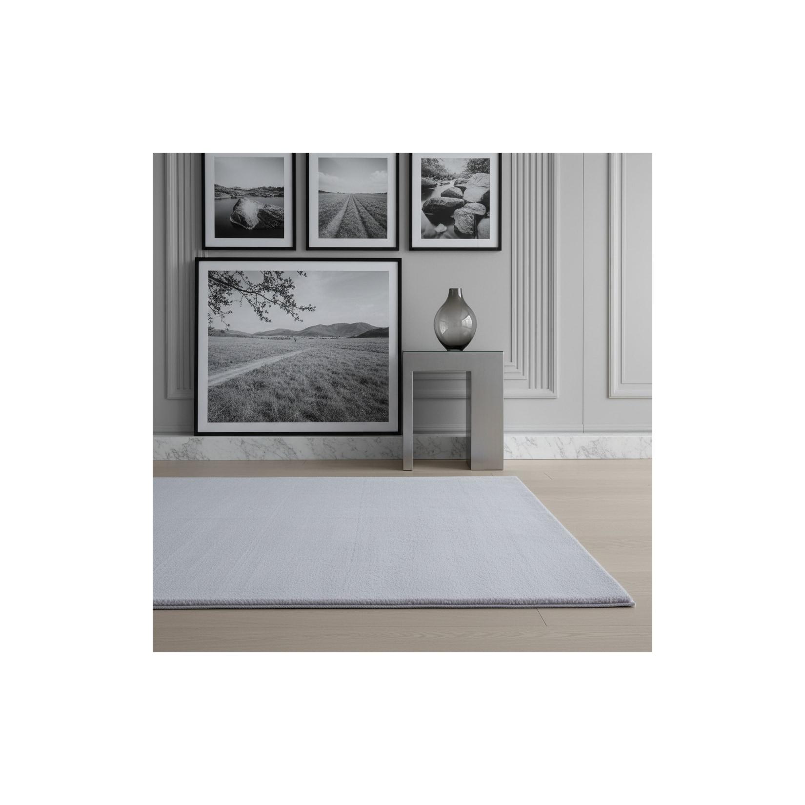 Kurzflorteppich Waschbar NECKAR, einfarbig, Silber, 80 x 250 cm