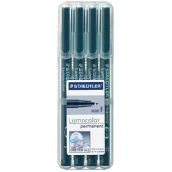 STAEDTLER Lumocolor Folienstift 0,6 mm permanent 4er Etui - schwarz