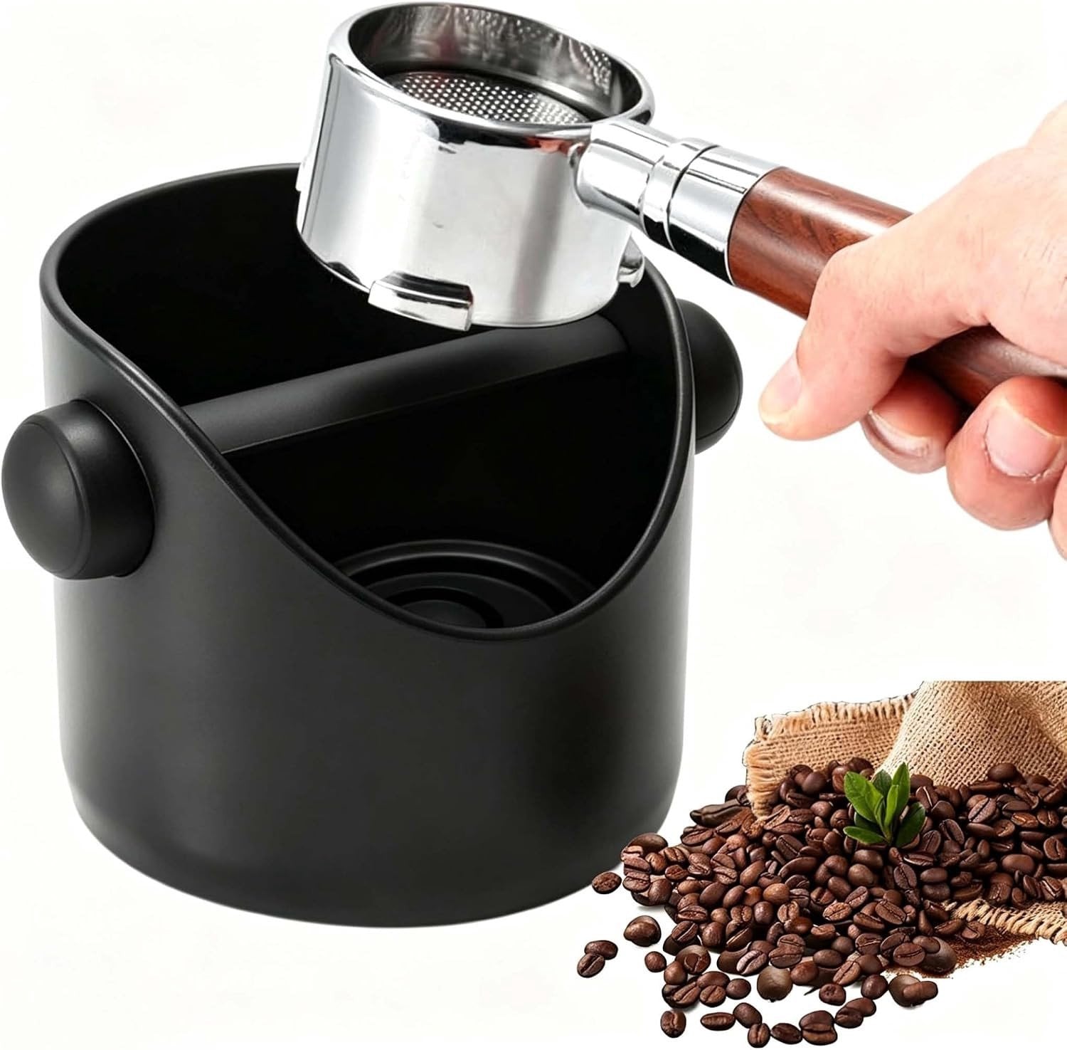 Knock Box en Koffieset met Filterhouder, Zwart ABS