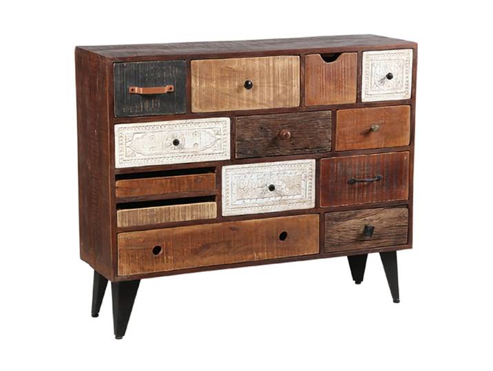 Commode 13 tiroirs exotique en bois massif et métal