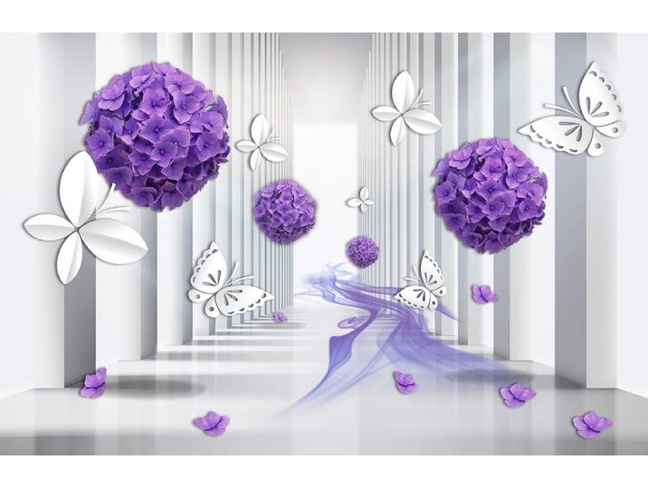 Fototapete PAPERMOON BLUMEN-ART DESIGN ABSTRAKT MUSTER KUNST SCHMETTERLINGE , bunt, B:4m L:2,6m, Vlies, Tapeten, Fototapete