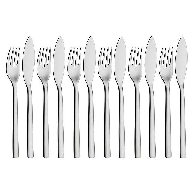 WMF Fischbesteck Fischmesser Fischgabel Fischset Nuova 12tlg Edelstahl poliert (12 Stk., Besteck Set) (12.9150.6046)