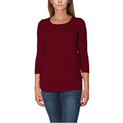 3/4-Arm-Shirt ALKATO "Damenshirt Alkato Damen Viskose Shirt 3/4 Arm Longshirt Top", Damen, Gr. M, rot (weinrot), Shirts 3/4-Arm-Shirt