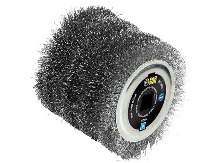 Fartools 110874 Brosse fil métallique Ø120mm - L 100mm compatible avec Rénovateur REX120\, REX200 et REX-H200 pour décaper fortement Noir