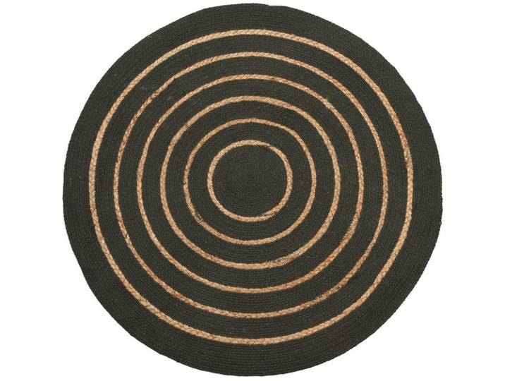 Home Styling Collection Webteppich Ø 90 cm, Dunkelgrün, Naturmaterialen, Rund, 90x90 cm, leicht zusammenrollbar, Teppiche und Böden, Teppiche