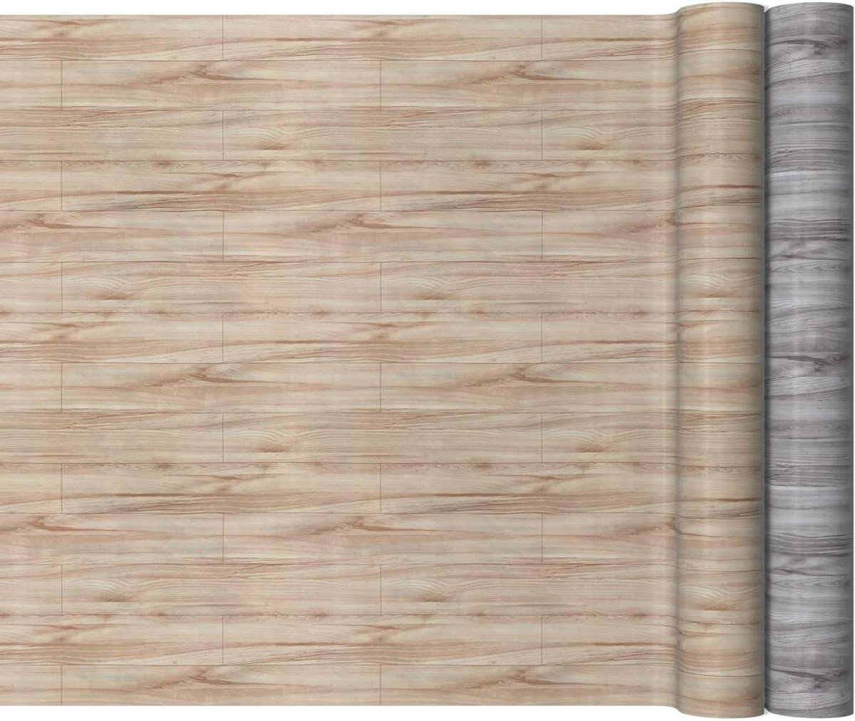 PVC vloerbedekking Vinyl natuurlijke houtlook Beige Breedte: 140 cm