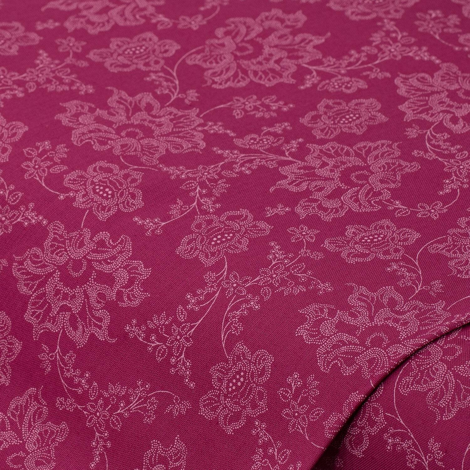 Baumwoll-Trachtenstoff "Blumenranken", pink/weiß