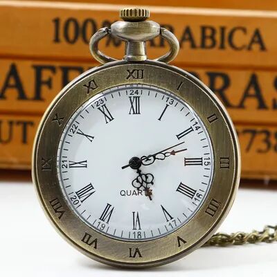 ModernMart Vintage Steampunk Pocket Watch Necklace With Chain Pendant Quartz Timepiece Gift brown