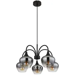 Hängeleuchte Pendelleuchte Esszimmerlampe 5-Flammig Rauchglas schwarz E27 Küche