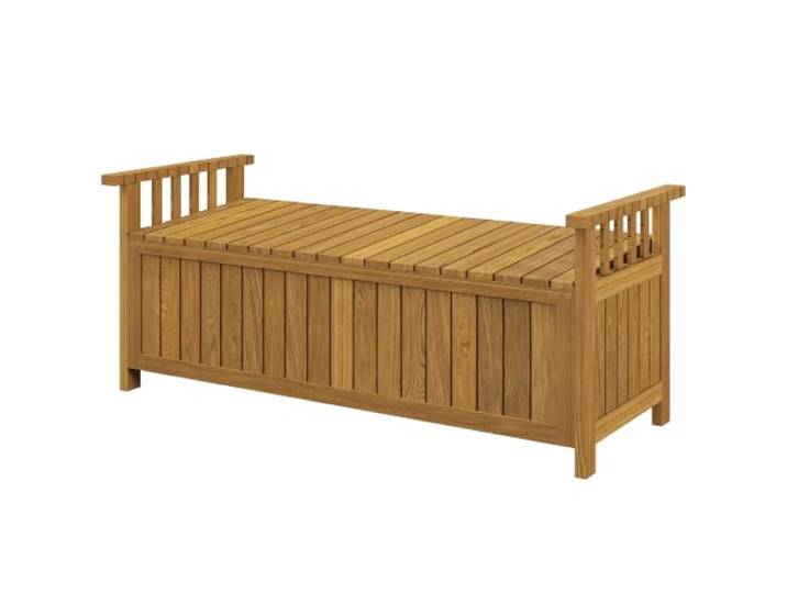 Outsunny Holz-Außenbank mit Aufbewahrungsbox 128,5x52,1x53,6 cm braun 40-Gallonen-Eingangs-Deck-Box, Armlehnen, Aufbewahrungsbank, für Terrasse, Garten, Balkon.