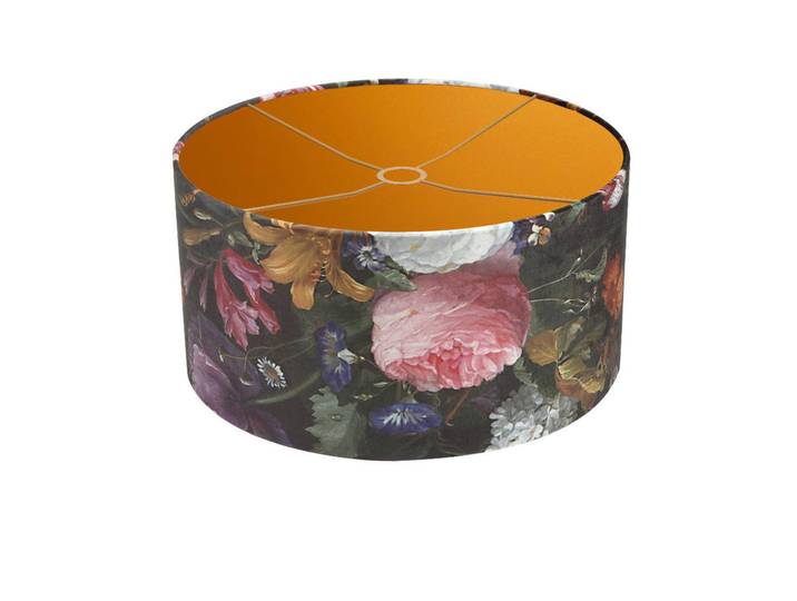 Leuchtenschirm Velour, Metall, Blume, zylindrisch, E27, 35 cm, Lampen & Leuchten, Innenbeleuchtung, Lampenschirme