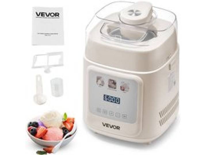 Sorbetière Automatique Verticale de 1 L-VEVOR-avec Compresseur Intégré-Machine à Glace Électrique-sans Pré-congélation