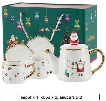 Uplift Essentials Christmas Porcelain Teaware Gift Set gold santa set b
