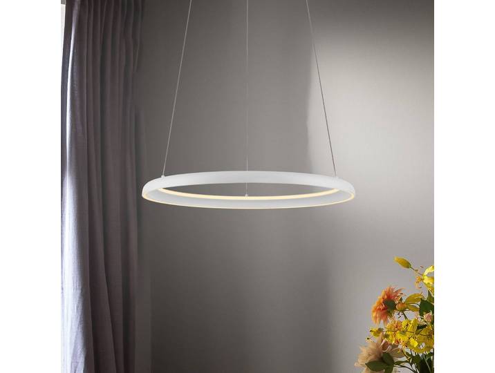 Schöner Wohnen Hängeleuchte QUILLO, dimmbar, weiß / opal, für Wohn- / Esszimmer, Aluminium, Modern