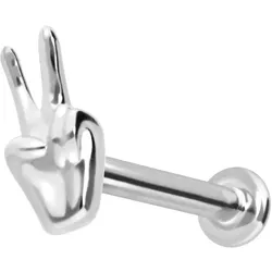 14 Karat Gold Labret mit Innengewinde PEACE-ZEICHEN