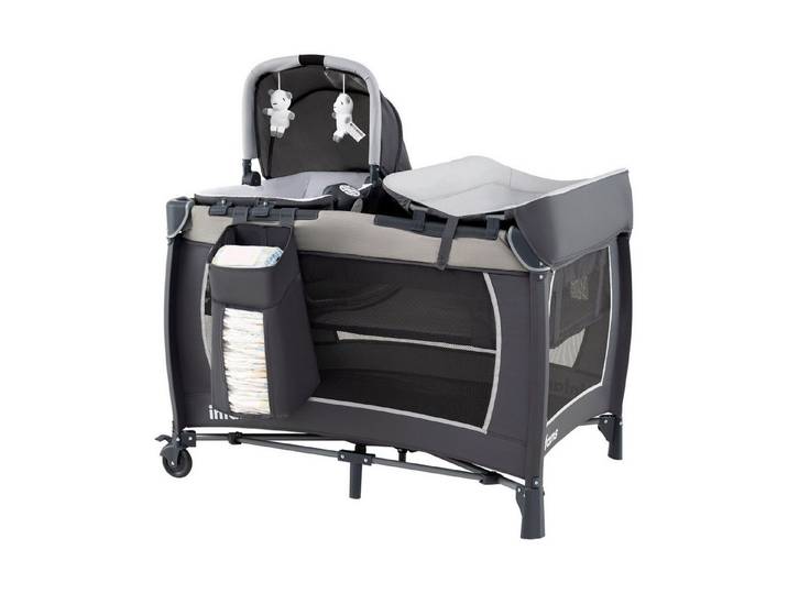 COSTWAY Baby-Reisebett, 1-tlg., faltbares Babybett mit Wickeltisch, Babywiege & Matratze