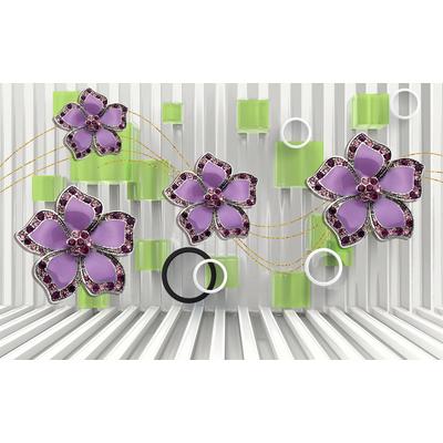Fototapete PAPERMOON "Muster mit Blumen", bunt, B:4m L:2,6m, Vlies, Tapeten