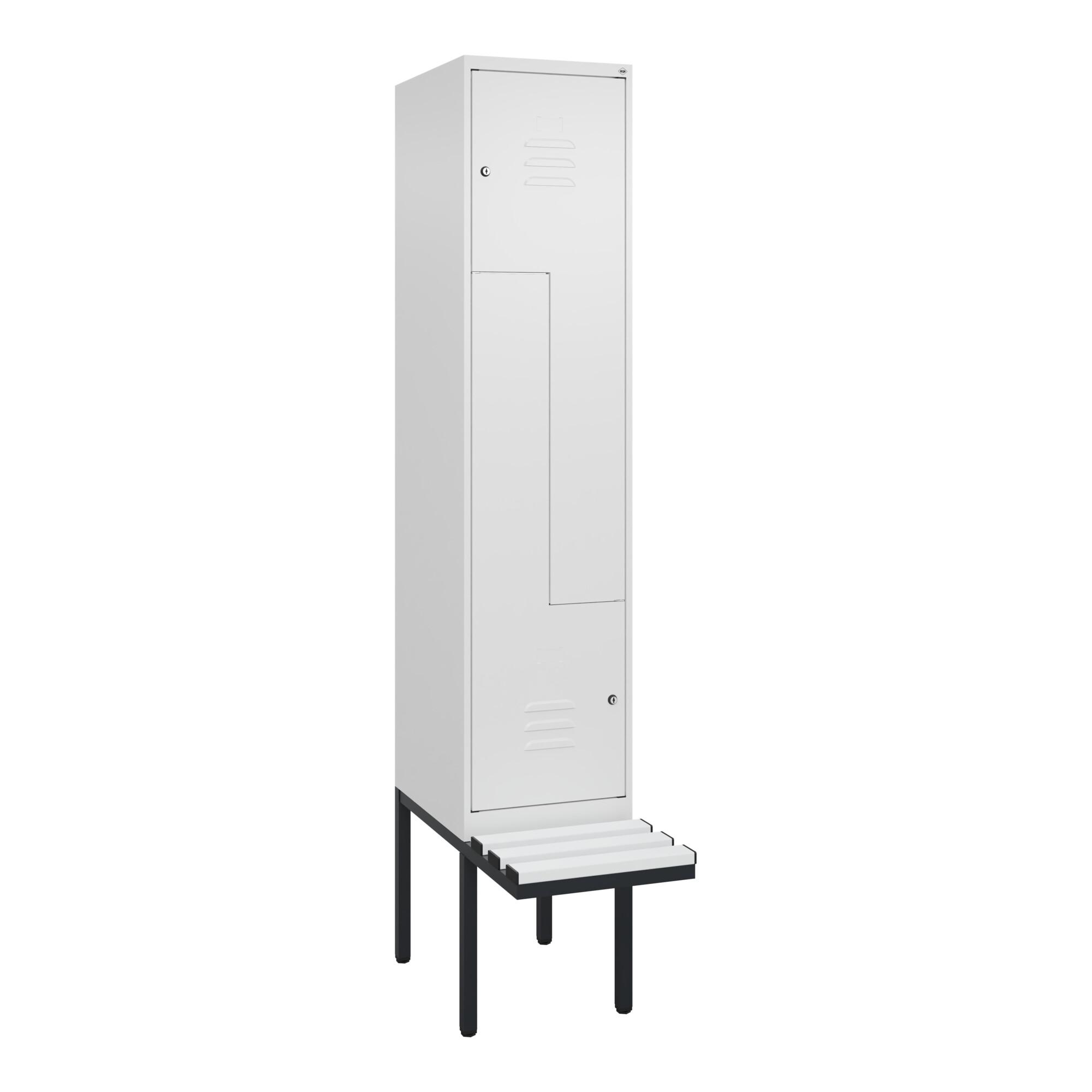 C+P Z-Spind Classic PLUS, Bank, 2 Fächer, 2120x400x815mm, 9016/9016 Verschluss Zylinderschloss Sitzbanktyp auskragend Material Sitzfläche Kunststoff ; (0800437-122|S10059)