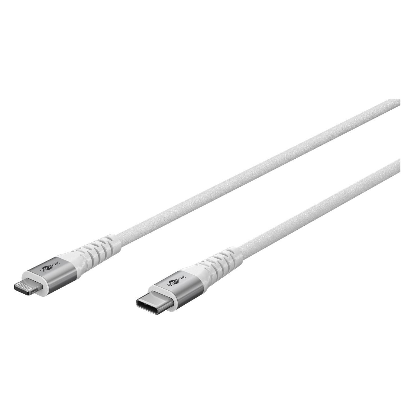 Goobay Lightning USB-C Supersoftes Textilkabel mit Metallsteckern, 2 m (2 m, USB 2.0, 60 W) (74520)