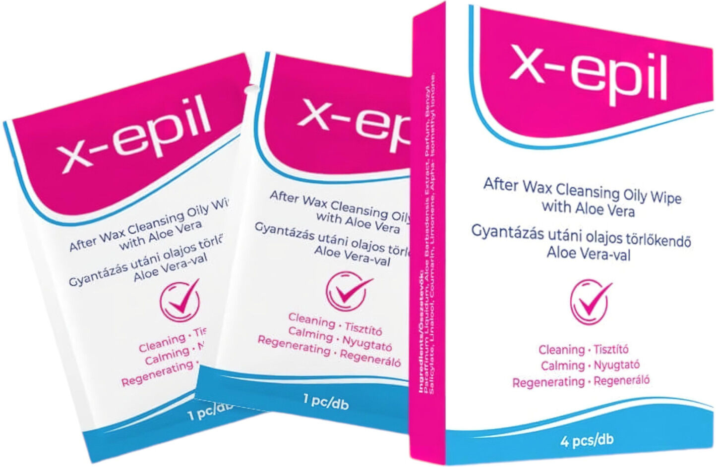 X-Epil - Post-Waxing Oil Wipes (4 Pack) - Aloe Vera