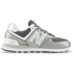 New Balance für Damen. W574V2_LI Leder-Sneaker 574 metallic grau (37), Wohnung, Wildleder, Schnürsenkel, Lässig