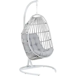 HÄNGESESSEL mit Gestell PE Rattan hellgrau 105 cm Sesia