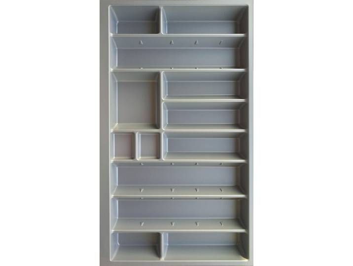 Besteckeinsatz KOCHSTATION Cara , silber (silbergrau), B:82cm H:5,5cm T:47,5cm, Kunststoff, Schubladeneinsätze, Besteckeinsatz, 90 cm breit, für Schubkästen der Serien Tokio, Cara, Elga, Tara, Avio