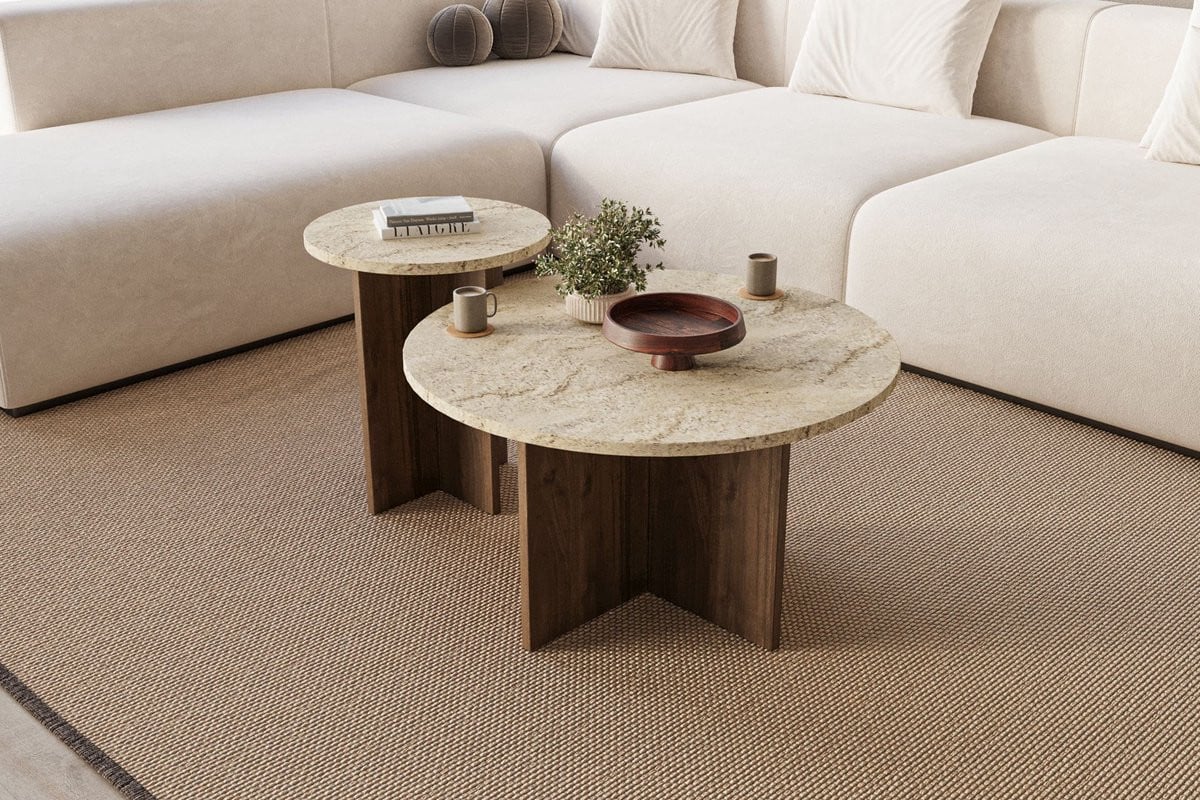 Skye Decor Private Salontafelset - Travertin/Walnoot - 70 cm